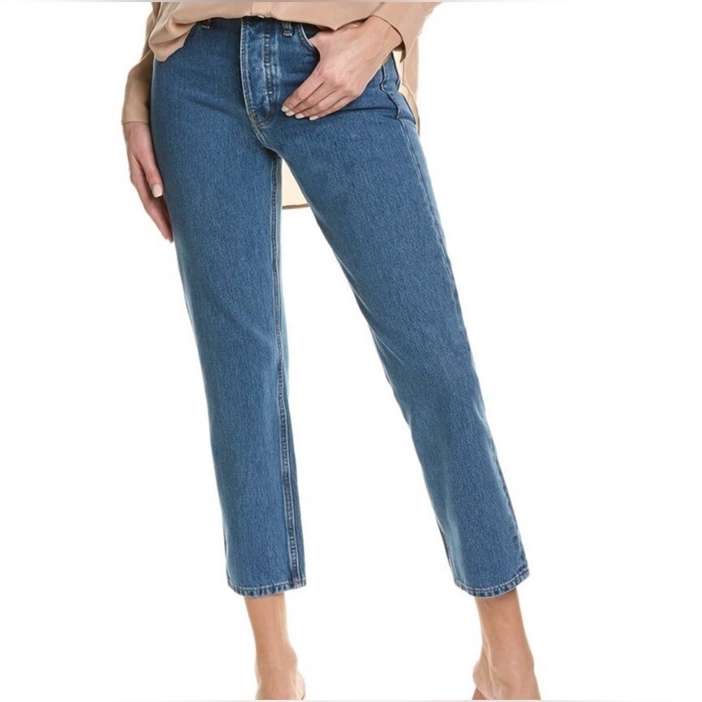 RAG & BONE 32 Maya High Rise Ankle Slim Button Fly Bluebell Cotton Jeans